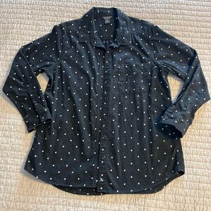 Eddie Bauer Women’s Dark Gray Polka Dot Flannel Shirt